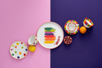 J-LINE BOX OF 3 CUP+SAUCER POLKA DOT STRIPE PORCELAIN MIX ASSORTMENT OF 2
