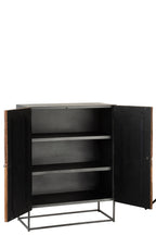 J-LINE KAST SHANIL 2-DEURS HOUT/IJZER NATUREL/GRIJS