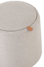 J-LINE POEF/SIDETABLE ROND TEXTIEL/HOUT BEIGE