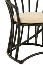 Stoel+Kussen Rotan/Textiel Zwart/Wit
