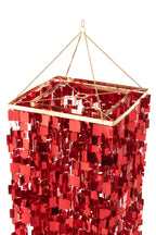 Vierkante PVC-lampenkap voor kroonluchter, rood, groot