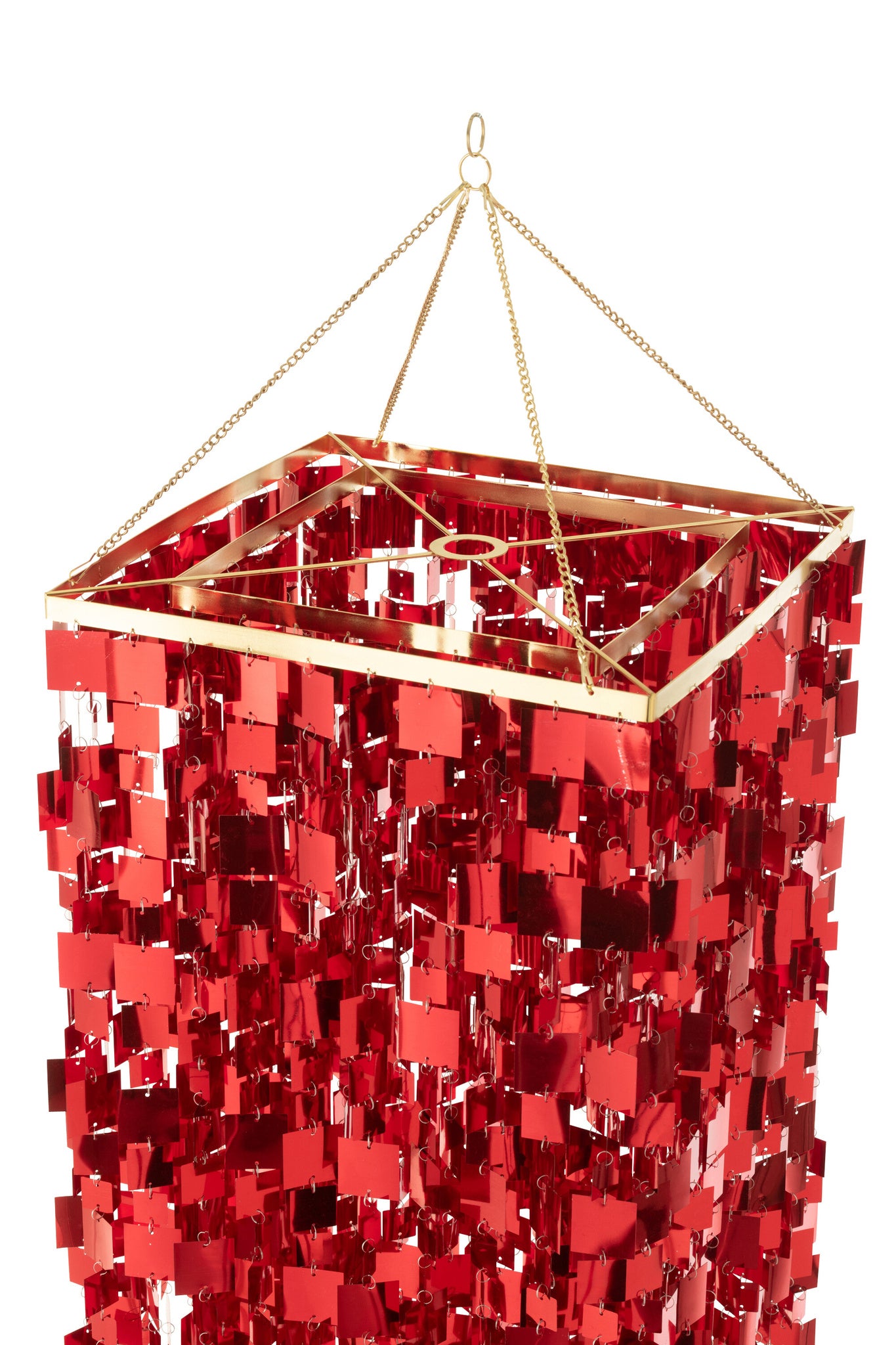 Vierkante PVC-lampenkap voor kroonluchter, rood, groot