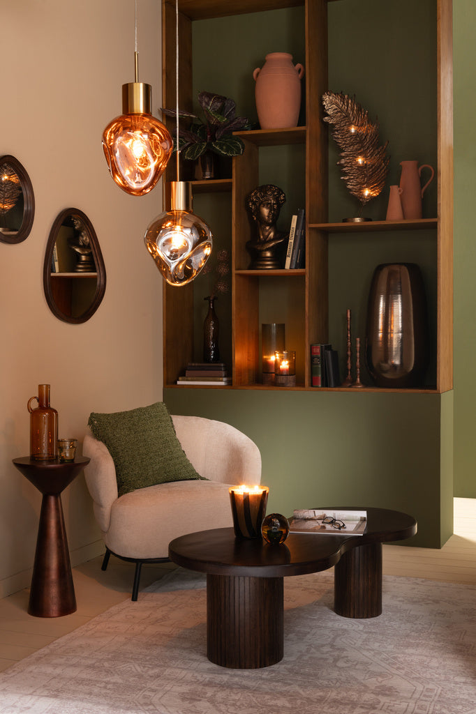 J-LINE HANGLAMP GOUD METAAL/GLAS GRIJS