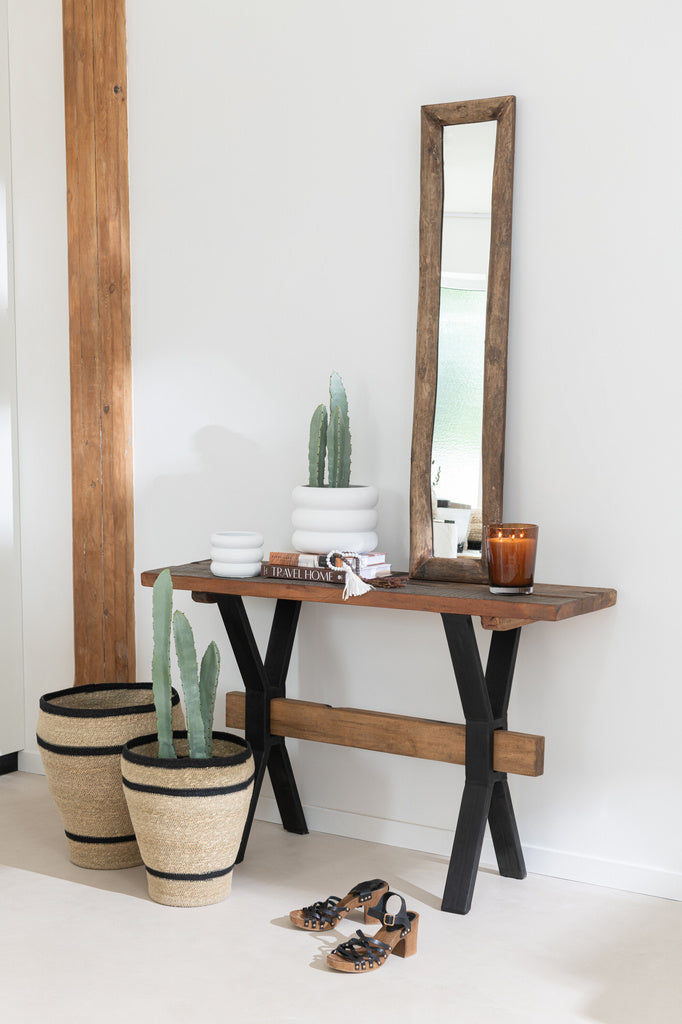 J-LINE WANDSPIEGEL RECHTHOEK HOUT BRUIN SMALL