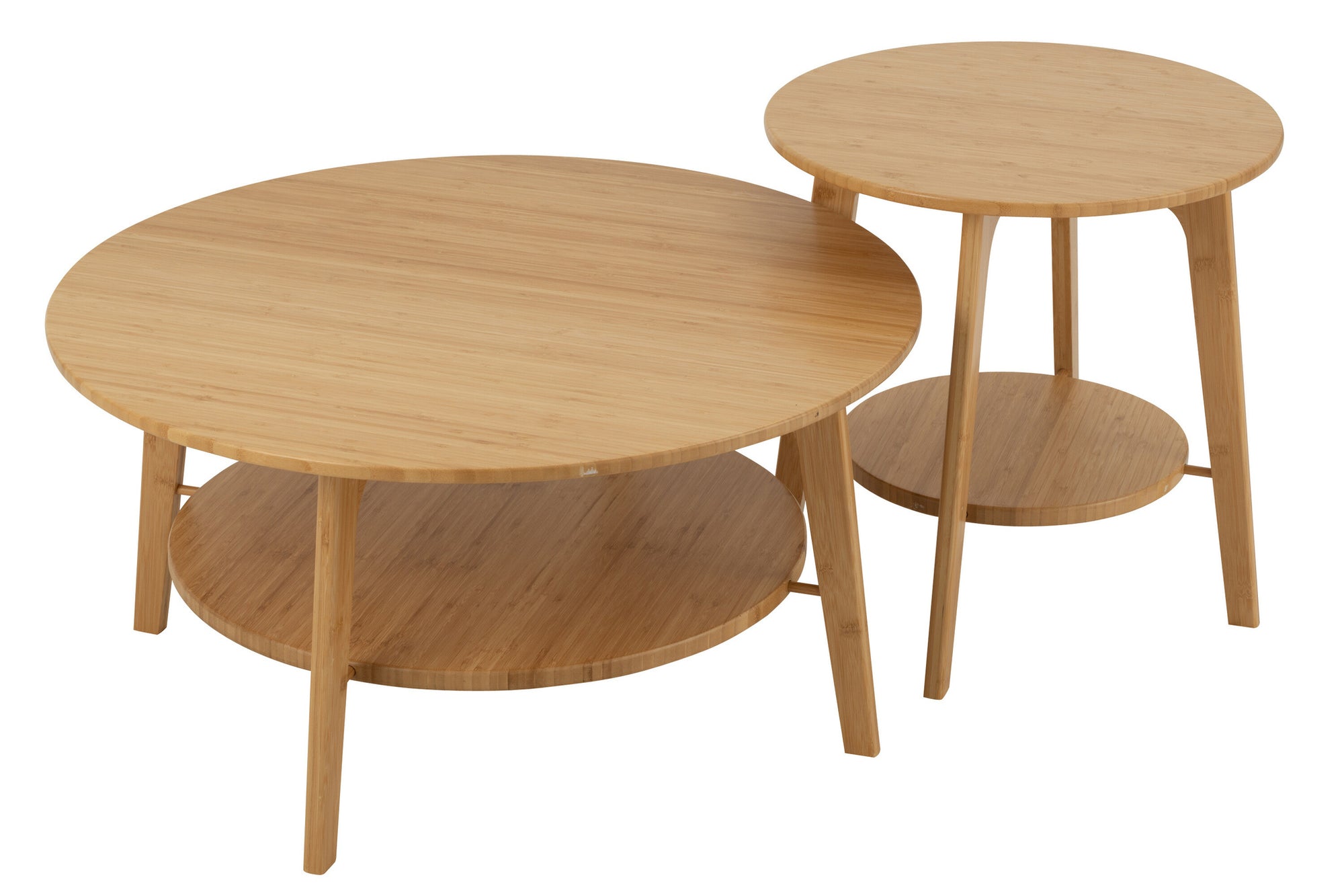 Bijzettafel Rond Bamboe Natuurlijk Groot