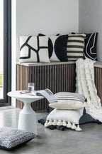 Kussen Streep Textiel Wit/Zwart