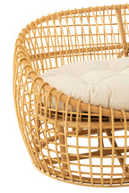 J-LINE 2-PERSOONS SOFA LISE + KUSSEN – ROTAN/TEXTIEL – NATURAL/WHITE – 137 CM