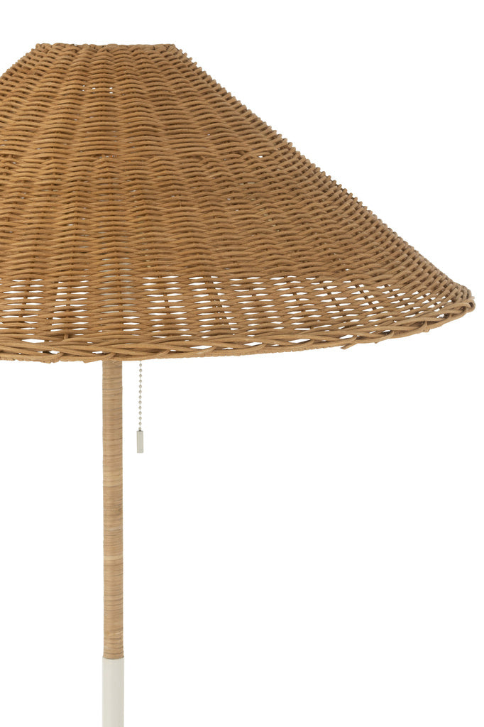 J-LINE VLOERLAMP METAAL/ROTAN – WIT/NATUUR