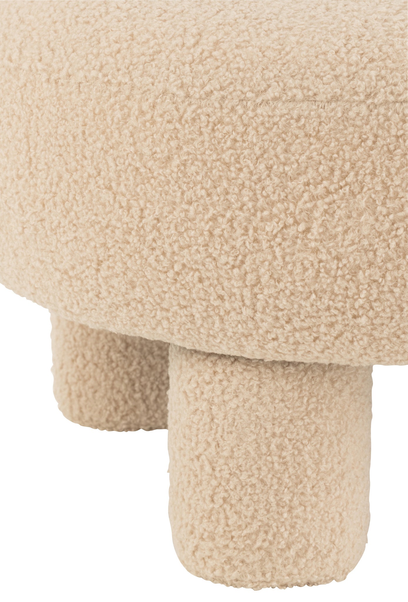 Ronde kruk met rugleuning, bouclé, warm beige