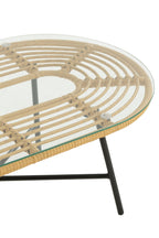 Tafel Laag Ovaal Buiten Metaal/Glas Natuur/Zwart