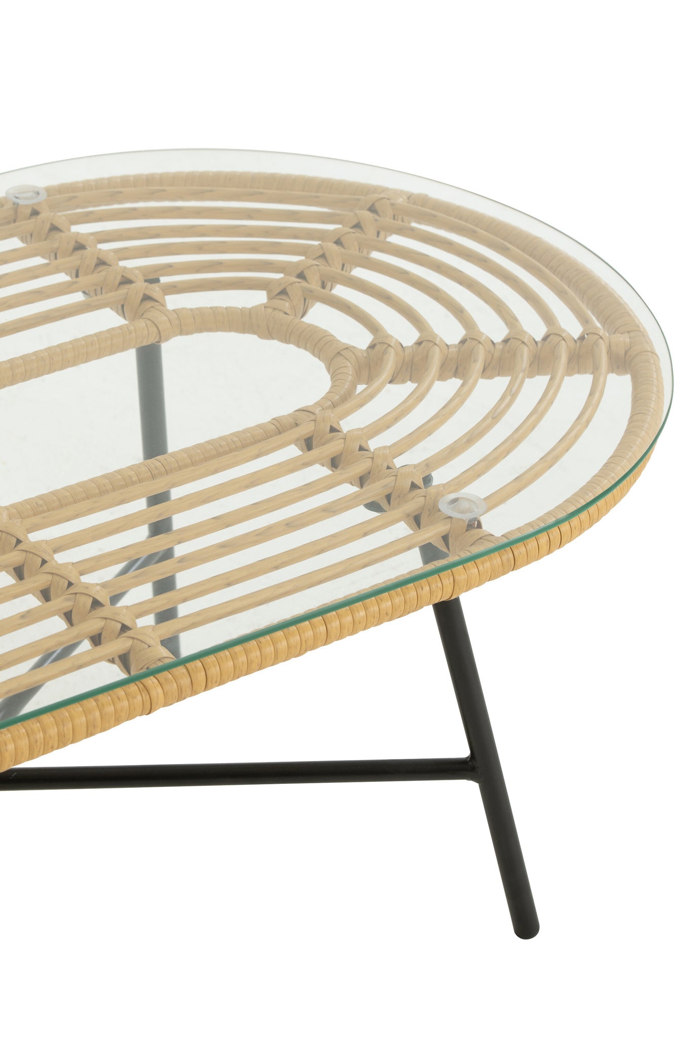 Tafel Laag Ovaal Buiten Metaal/Glas Natuur/Zwart