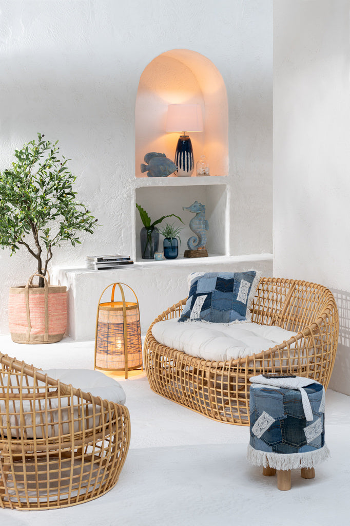 J-LINE FLOOR LAMP JEAN BAMBOO BLUE