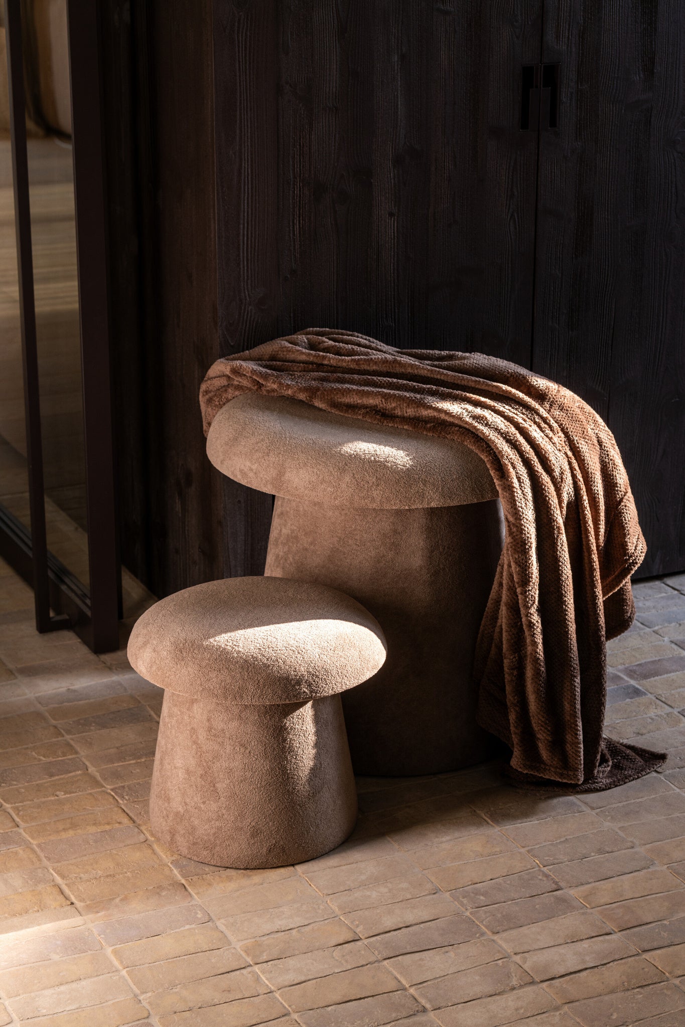 Kruk Paddenstoel MDF Grijsbeige Klein