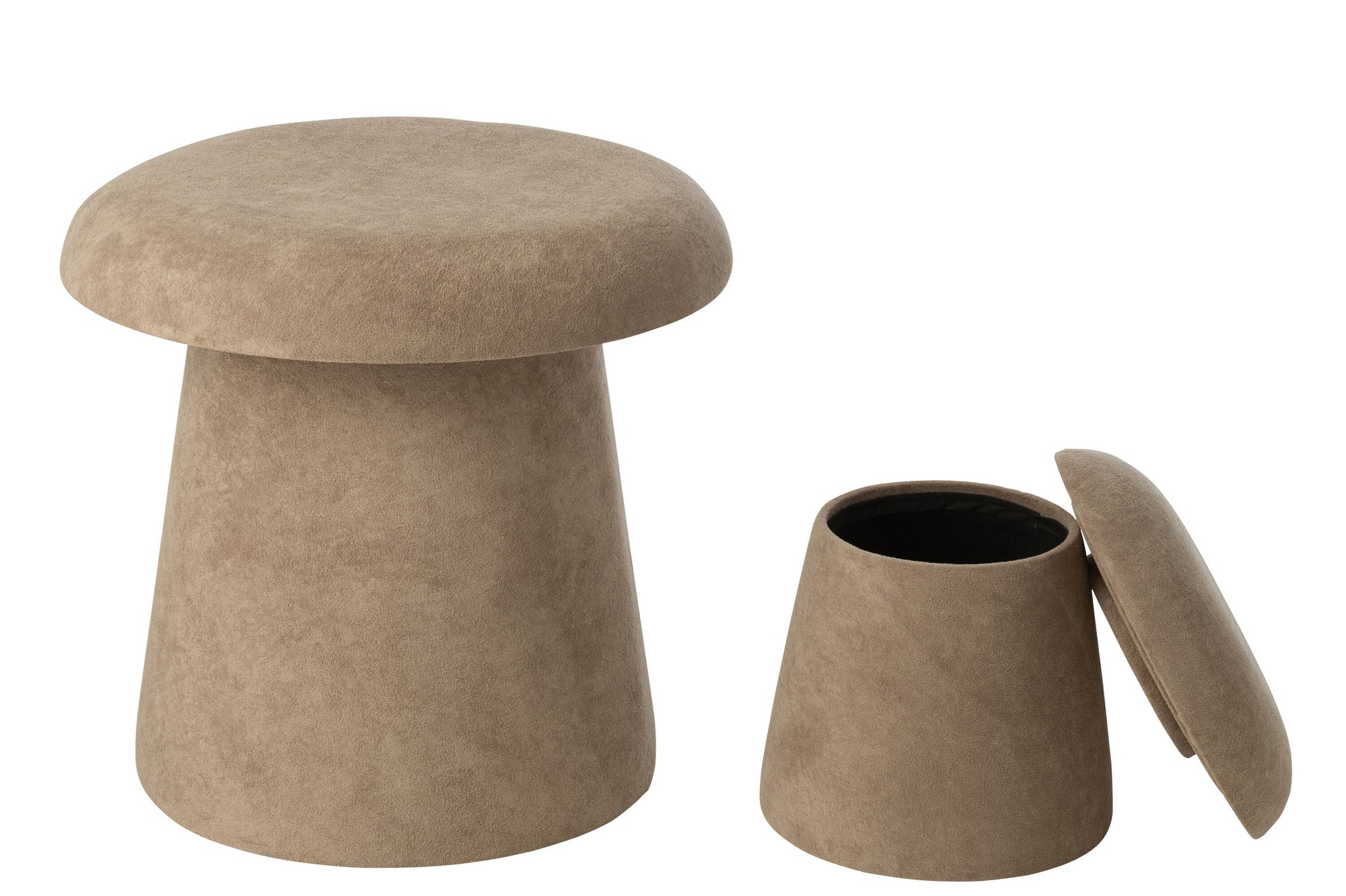 Set van 2 mushroomkleurige MDF-krukken (greige)