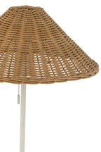 J-LINE TAFELLAMP METAAL/ROTAN WIT/NATUREL
