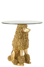 J-LINE BIJZETTAFEL POEDEL ROND POLYRESIN GOUDKLEURIG