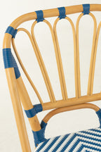 Eetkamerstoel rotan blauw/wit