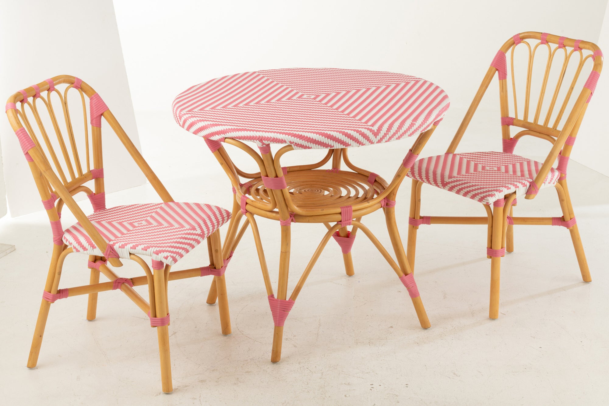 Eettafel rotan roze/wit