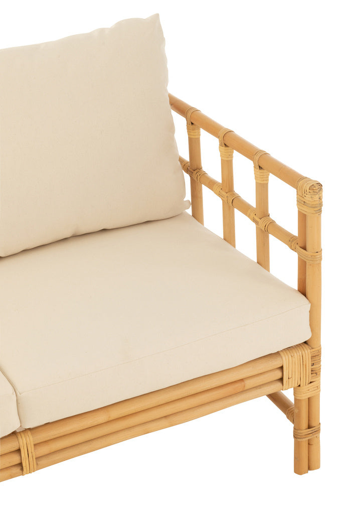  J-LINE SOFA ELISE + KUSSEN 2-ZITS ROTAN/TEXTIEL