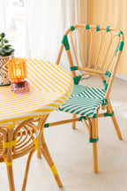 Eettafel rotan geel/wit