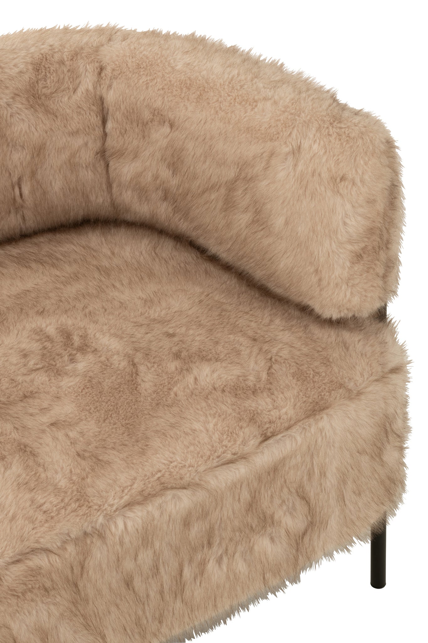 2-zitsbank met bontbekleding en metalen poten, houtkleurig taupe