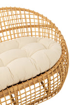 J-LINE 2-PERSOONS SOFA LISE + KUSSEN – ROTAN/TEXTIEL – NATURAL/WHITE – 137 CM