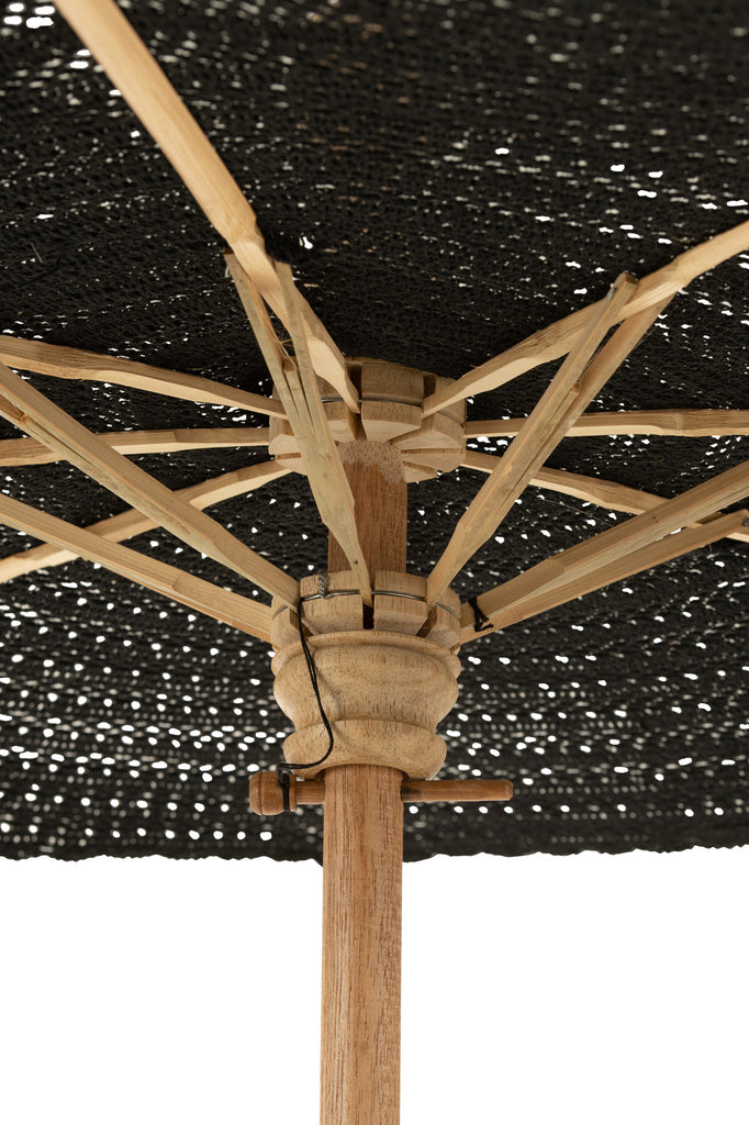J-LINE PARASOL TASSELS COTTON/WOOD BLACK LARGE