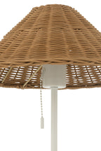 J-LINE TAFELLAMP METAAL/ROTAN WIT/NATUREL