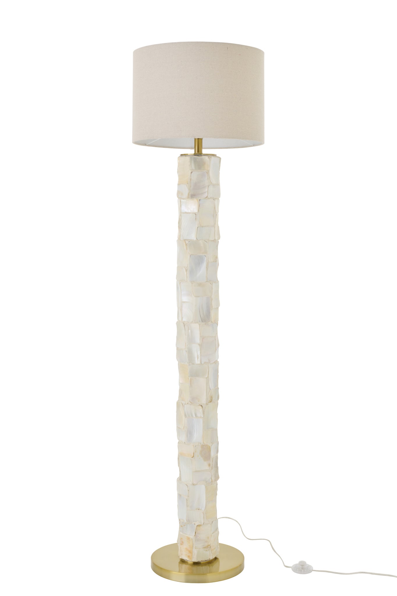 Vloerlamp parelmoer-effect schelp off-white/lichtbeige