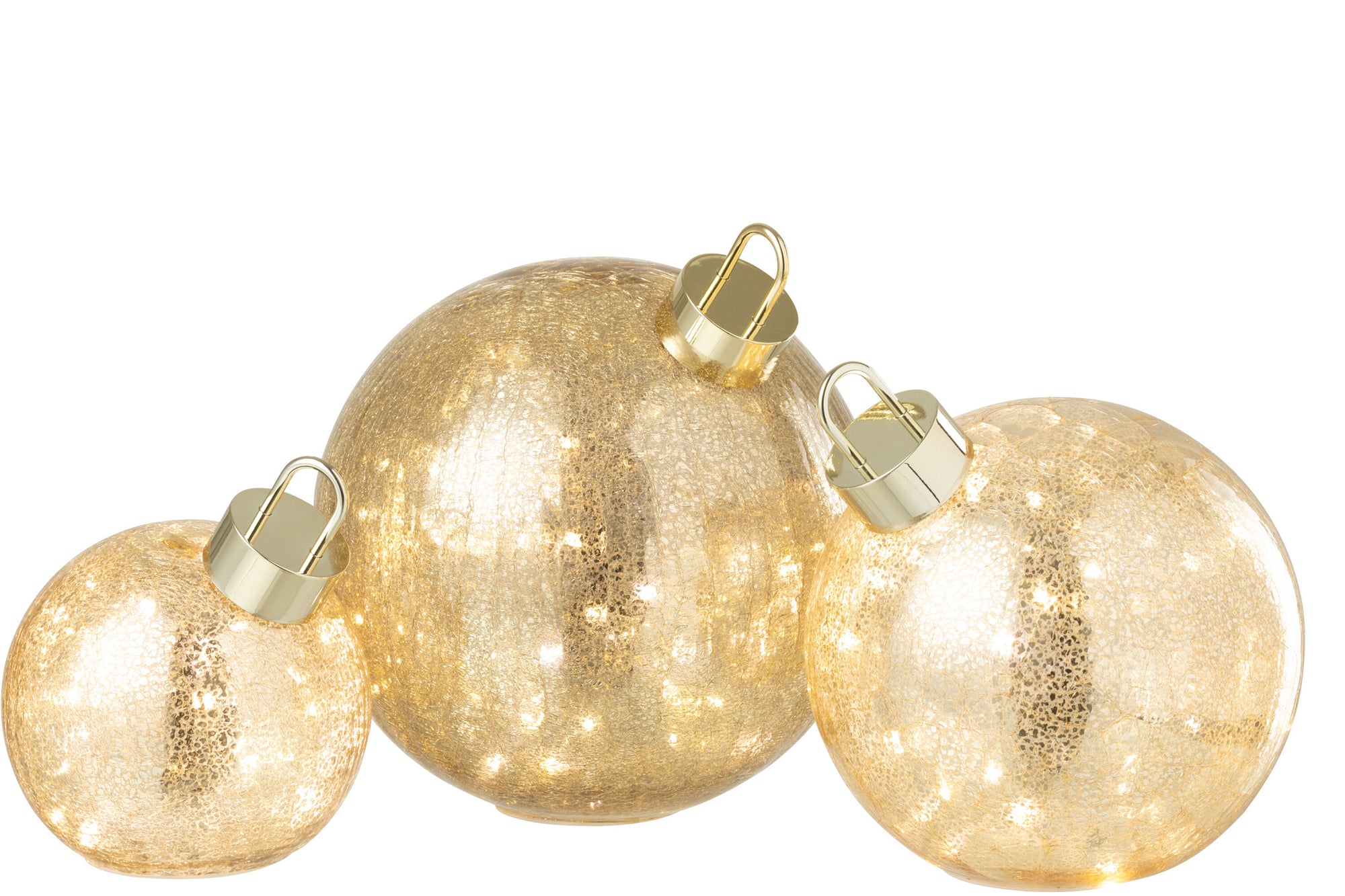 J-LINE KERSTBAL MET LED-VERLICHTING VAN GLAS GOUDKLEURIG GROOT
