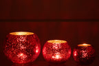 J-LINE WINDLICHT BAL CRAQUELÉ GLAS – PARELMOEREFFECT ROOD LARGE