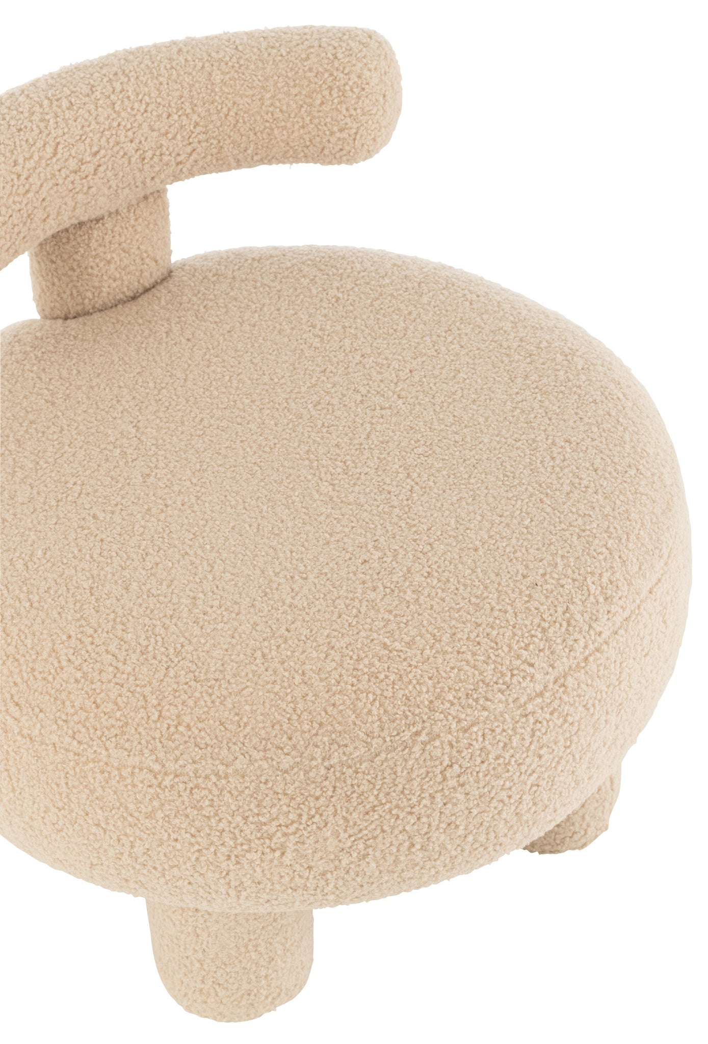 Ronde kruk met rugleuning, bouclé, warm beige