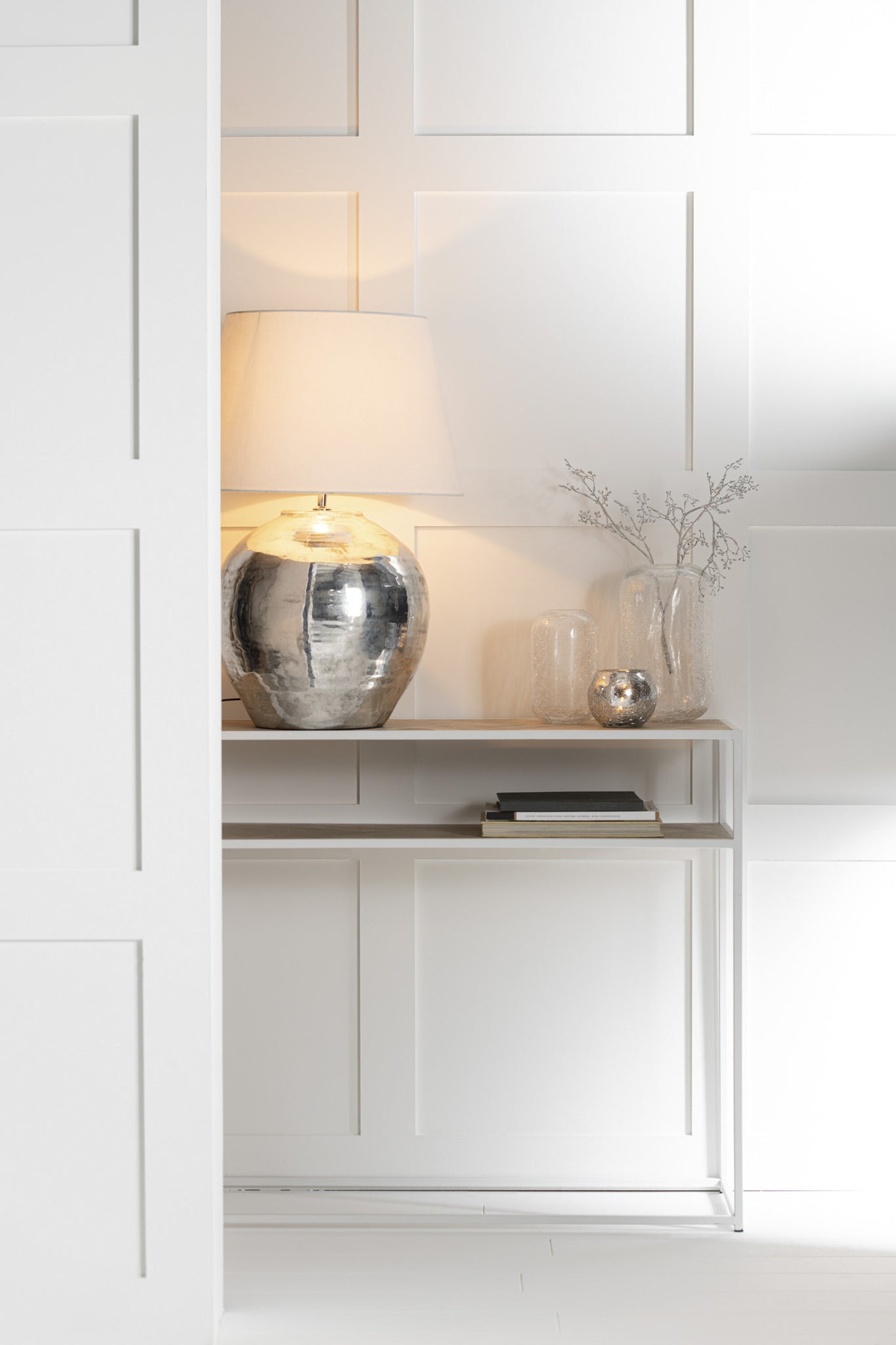 Console Zigzag Hout/Metaal Natuurlijk/Wit