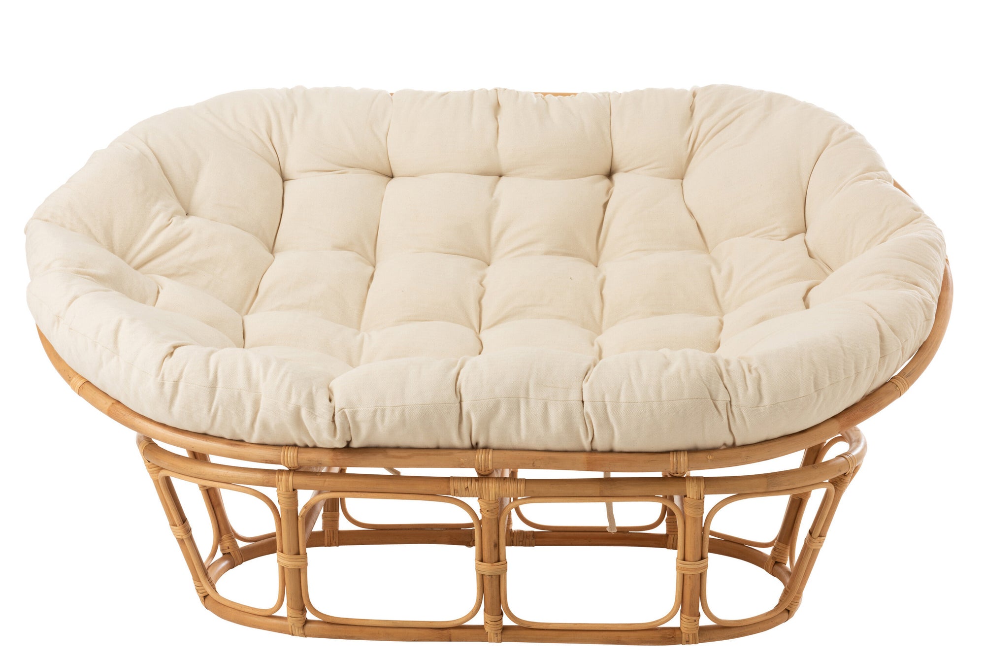 Stoel Roni met kussen, rotan naturel/wit
