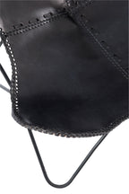 Loungestoel leer/metaal zwart