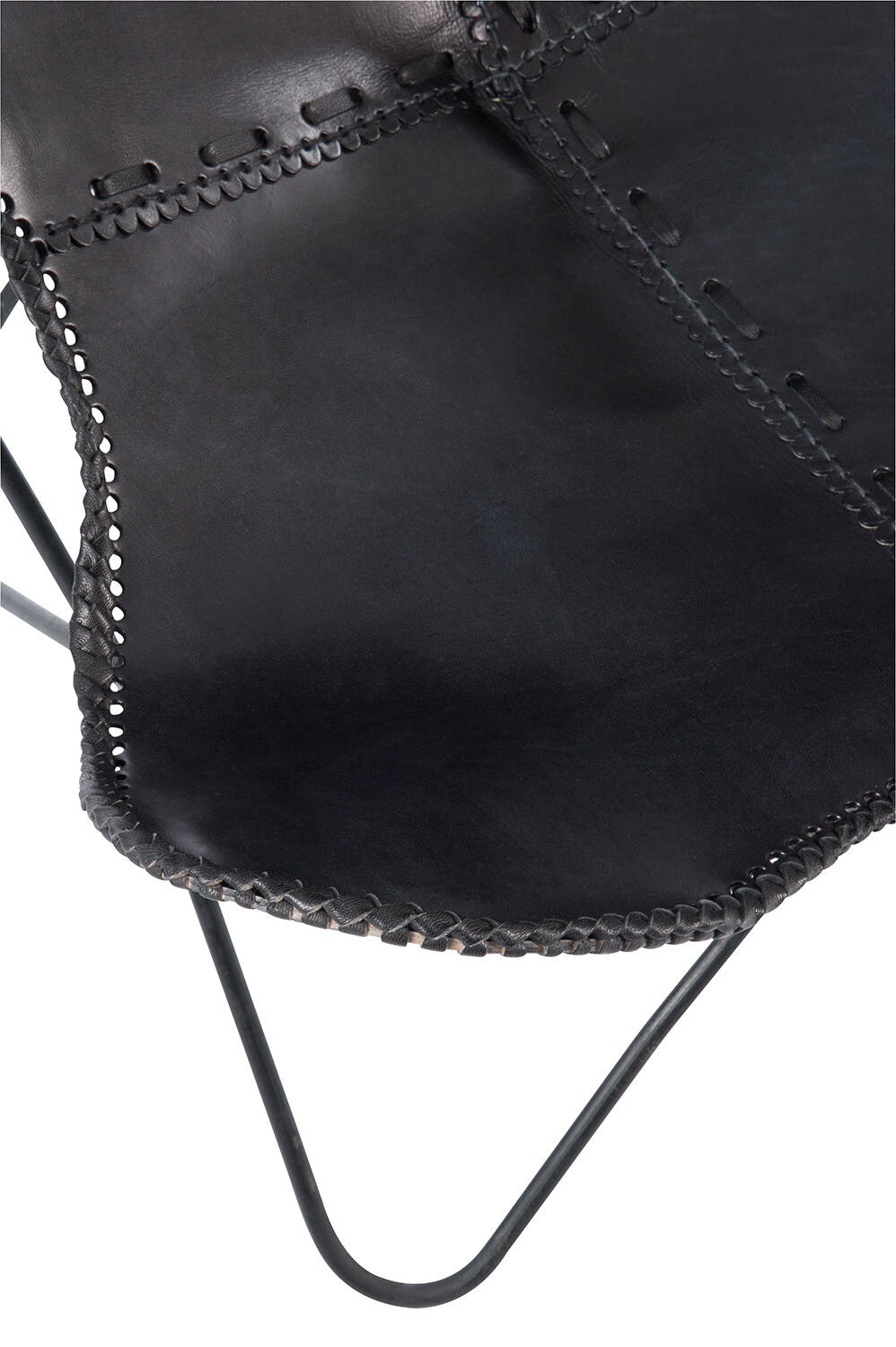 Loungestoel leer/metaal zwart
