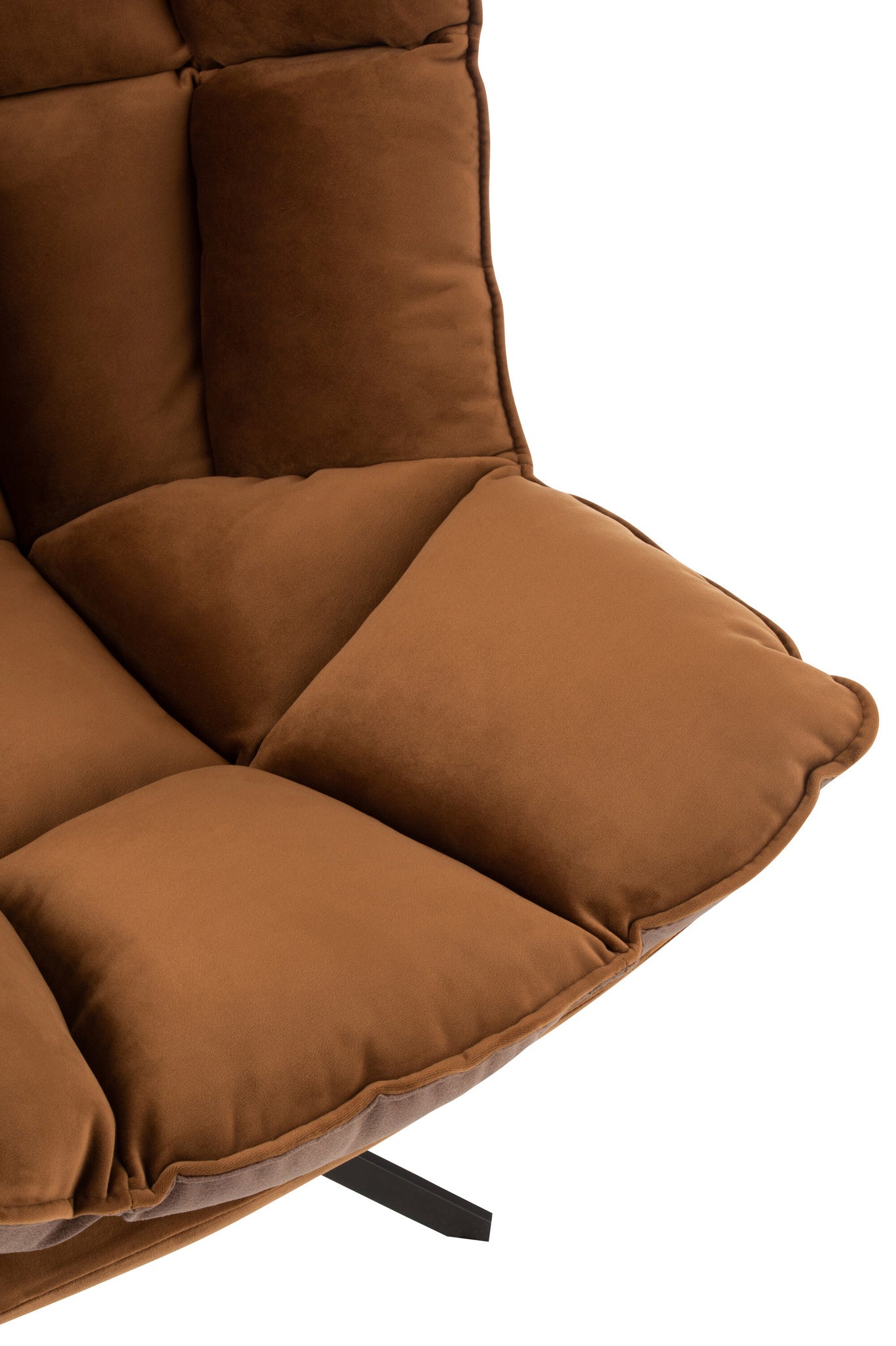 Relaxstoel met kussen op frame, textiel/metaal, bruin