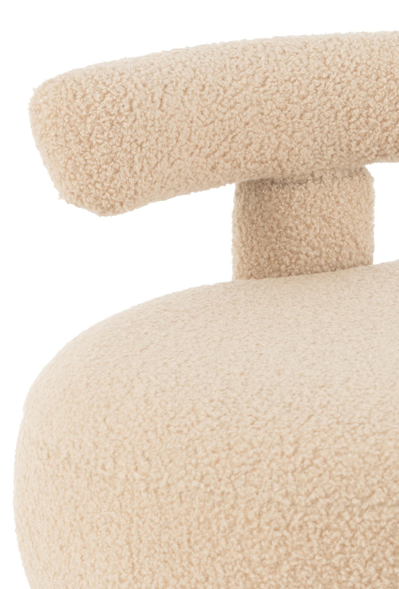 Ronde kruk met rugleuning, bouclé, warm beige
