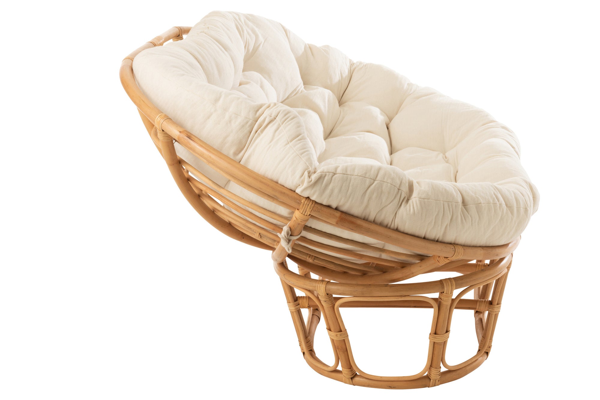 Stoel Roni met kussen, rotan naturel/wit