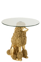 J-LINE BIJZETTAFEL POEDEL ROND POLYRESIN GOUDKLEURIG