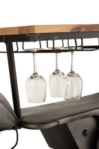 J-LINE BAR MOTORCYCLE 12GLASSES 6BOTTLES METAL/MANGO WOOD DONKERGRIJS/NATUUR