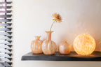 Ronde glazen lamp Melissa, beige, groot