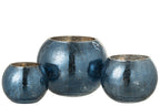 J-LINE WINDLICHT BAL CRAQUELÉ GLAS – PARELMOEREFFECT BLAUW LARGE