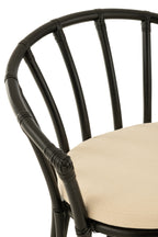 Stoel+Kussen Rotan/Textiel Zwart/Wit