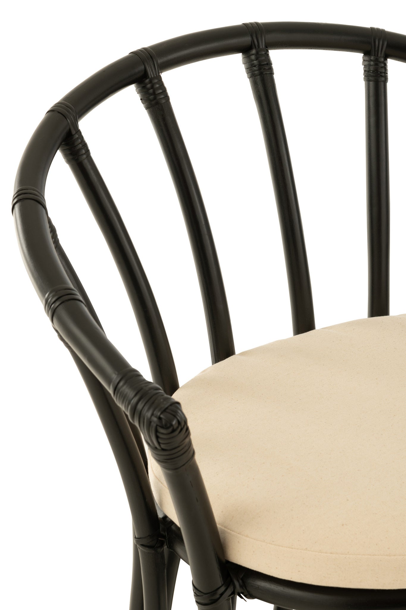 Stoel+Kussen Rotan/Textiel Zwart/Wit