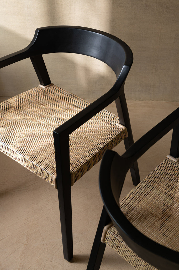 J-LINE STOEL EMMA TEAK ZWART/BRUIN