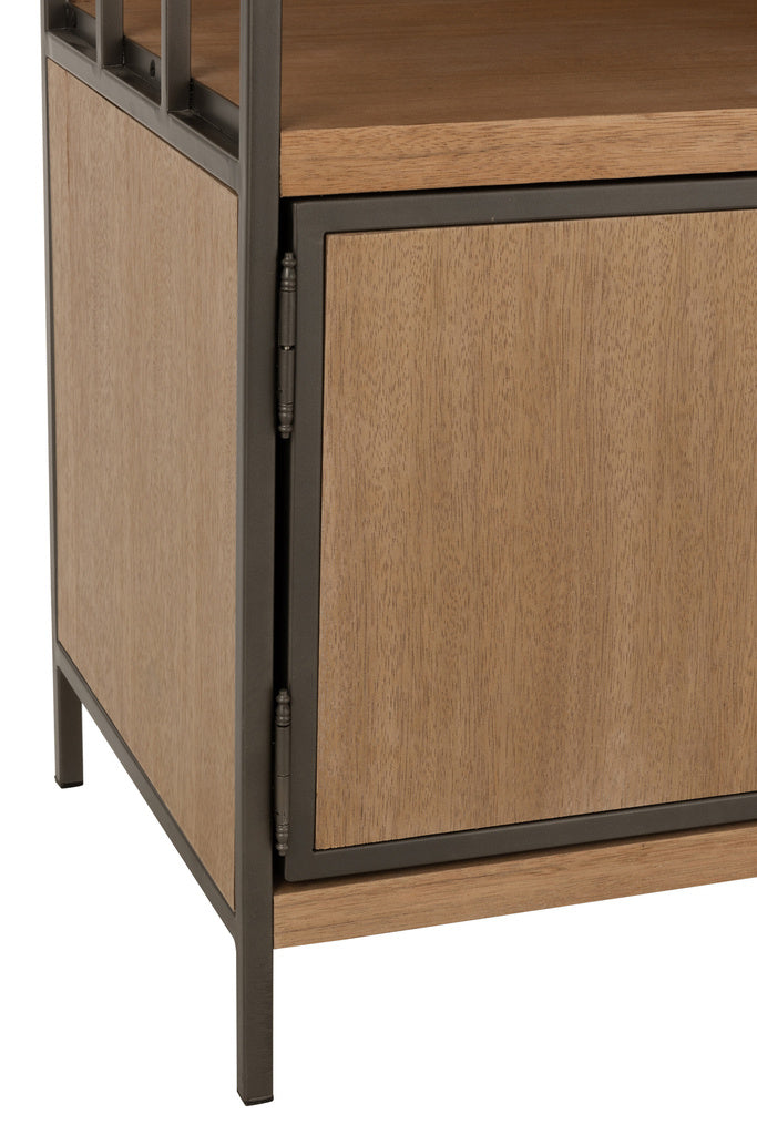 J-LINE KAST MET VERSCHILLENDE COMPARTIMENTEN HOUT/METAAL NATURAL