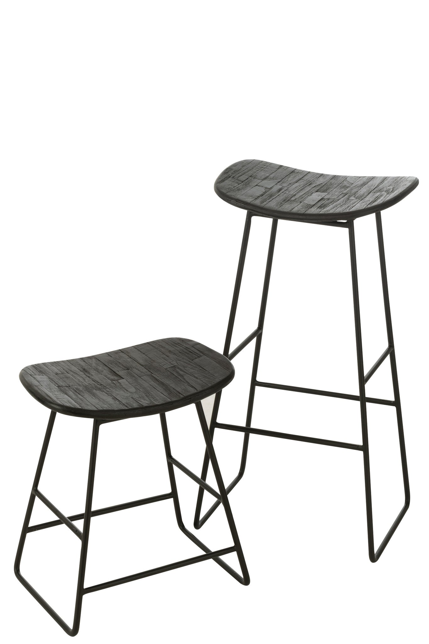 J-LINE KRUK RECHTHOEKIG GERECYCLED TEAK ZWART GROOT