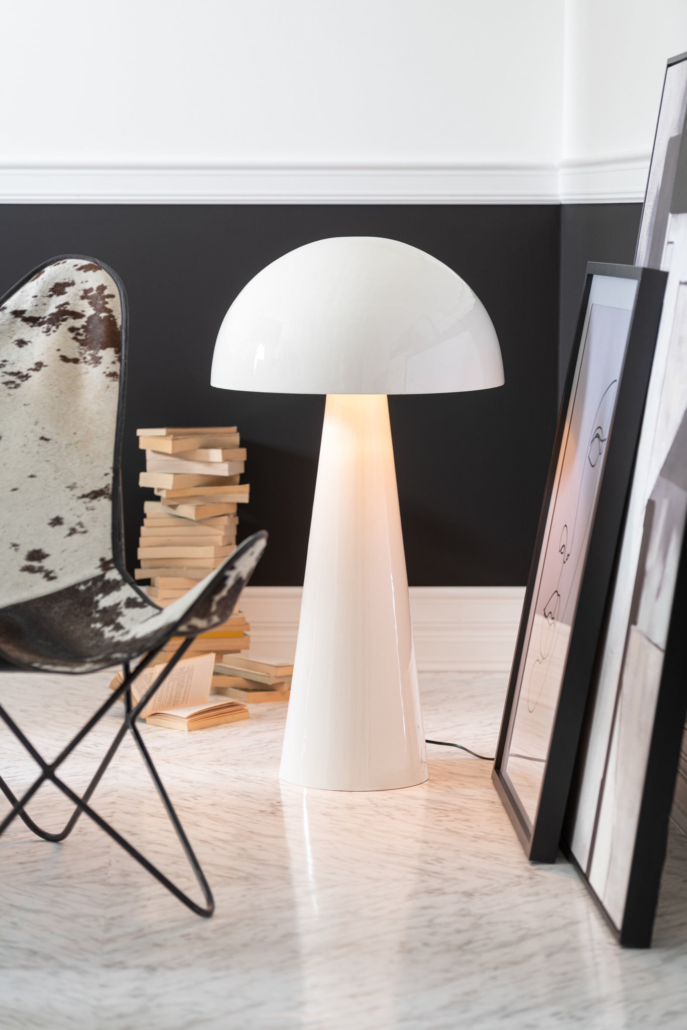 Loungestoel koevacht/metaal wit/zwart