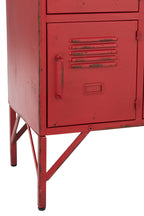 J-LINE CUPBOARD 9 DRAWER METAL RED